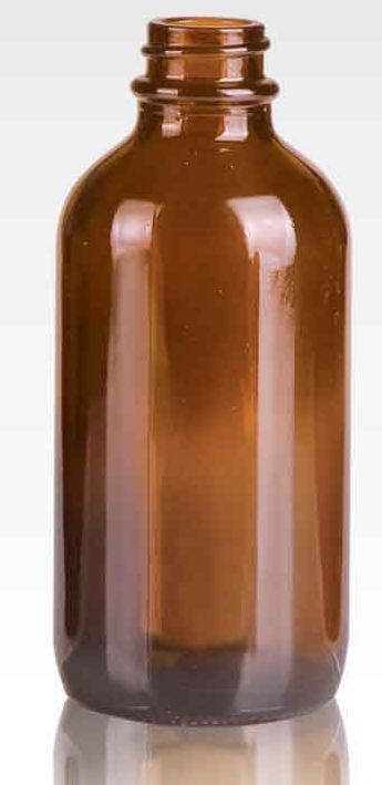 Low-resolution catalog reference for 4 oz Amber Boston Round Bottle; website image rights unconfirmed.